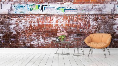 Modern parlak iç. 3D render