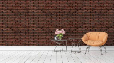 Modern parlak iç. 3D render