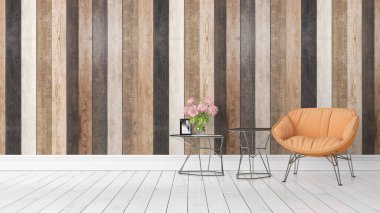 Modern parlak iç. 3D render