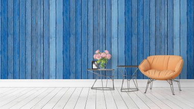 Modern parlak iç. 3D render