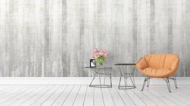 Modern parlak iç. 3D render