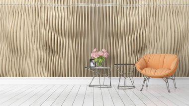 Modern parlak iç. 3D render