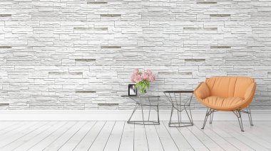 Modern parlak iç. 3D render