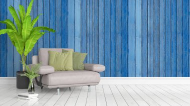 Modern parlak iç. 3D render