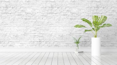 Modern parlak iç. 3D render