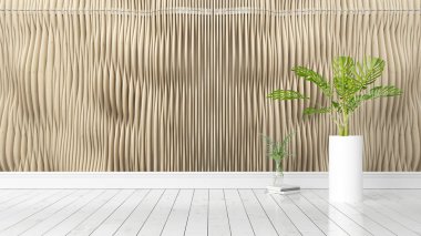 Modern parlak iç. 3D render