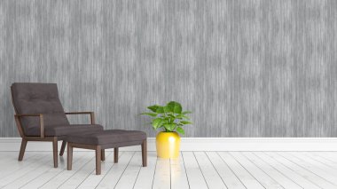 Modern parlak iç. 3D render