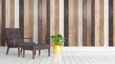 Modern parlak iç. 3D render