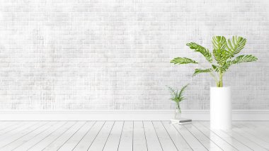 Modern parlak iç. 3D render