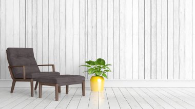 Modern parlak iç. 3D render