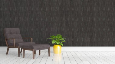 Modern parlak iç. 3D render