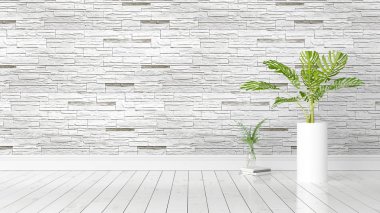 Modern parlak iç. 3D render