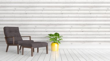 Modern parlak iç. 3D render