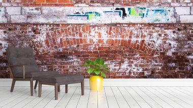 Modern parlak iç. 3D render