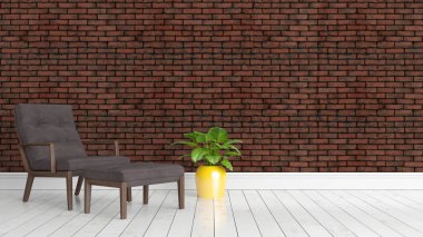 Modern parlak iç. 3D render