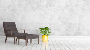 Modern parlak iç. 3D render