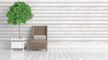 Modern parlak iç. 3D render