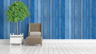 Modern parlak iç. 3D render