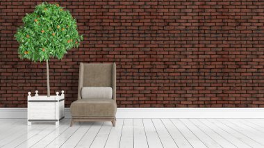 Modern parlak iç. 3D render