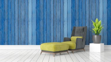 Modern parlak iç. 3D render