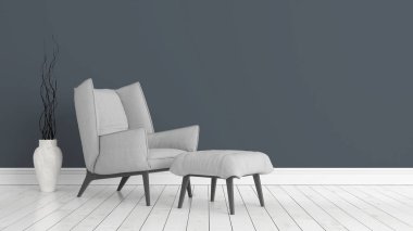 Modern parlak iç. 3D render