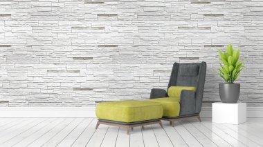 Modern parlak iç. 3D render