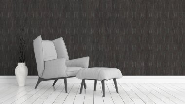 Modern parlak iç. 3D render