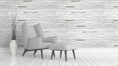 Modern parlak iç. 3D render