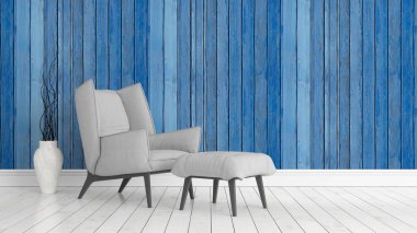 Modern parlak iç. 3D render