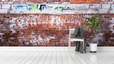 Modern parlak iç. 3D render