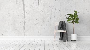 Modern parlak iç. 3D render