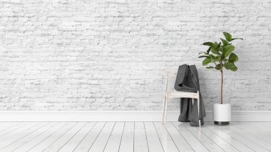 Modern parlak iç. 3D render