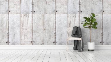 Modern parlak iç. 3D render