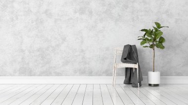 Modern parlak iç. 3D render