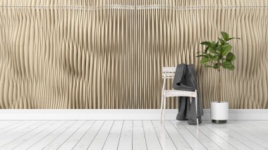 Modern parlak iç. 3D render