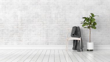 Modern parlak iç. 3D render