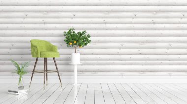 Modern parlak iç. 3D render