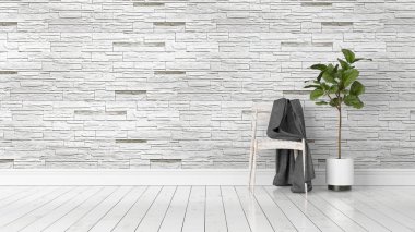 Modern parlak iç. 3D render