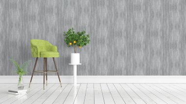 Modern parlak iç. 3D render