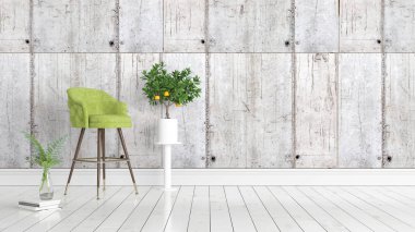 Modern parlak iç. 3D render