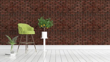 Modern parlak iç. 3D render