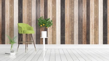 Modern parlak iç. 3D render