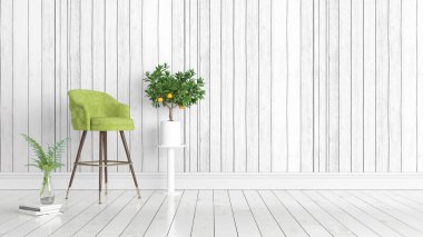 Modern parlak iç. 3D render