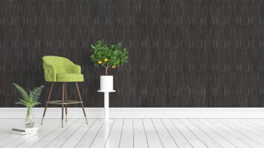 Modern parlak iç. 3D render