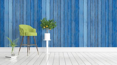 Modern parlak iç. 3D render