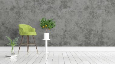 Modern parlak iç. 3D render