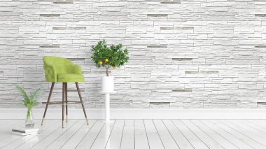 Modern parlak iç. 3D render