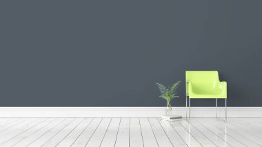 Modern parlak iç. 3D render