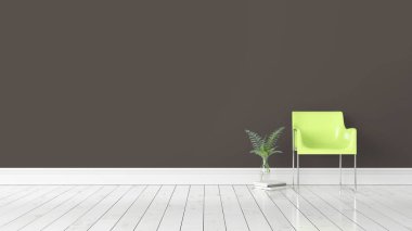 Modern parlak iç. 3D render