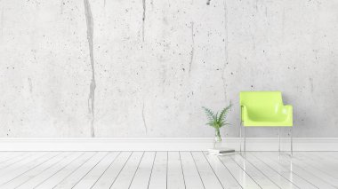 Modern parlak iç. 3D render